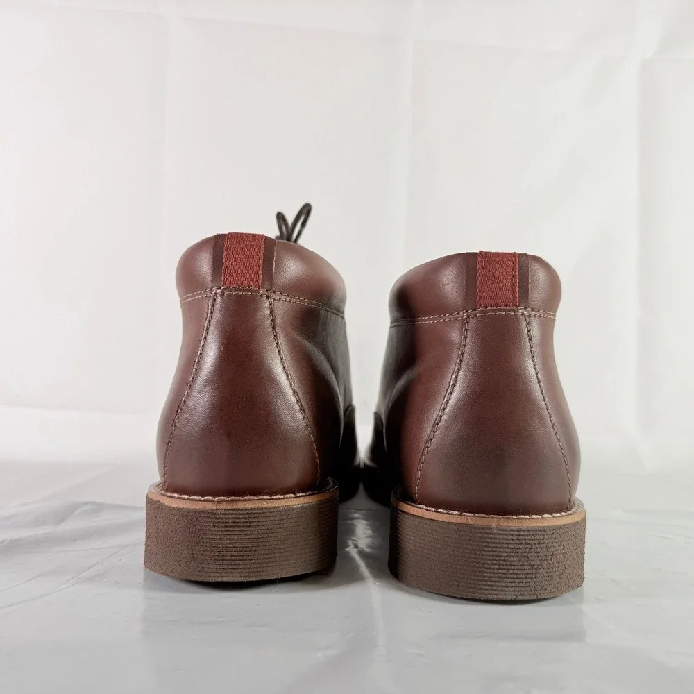 Clarks Men Folcroft Mid Dark‎ Tan Leather Chukka Boots Size 13 M New